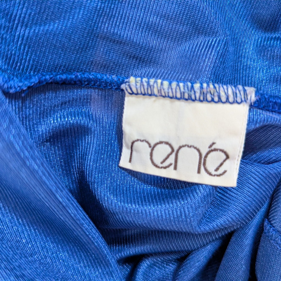 70s Vintage René Blue Satin Lace Nightgown & Robe Set 1970s Glam Lingerie - Picture 5 of 16